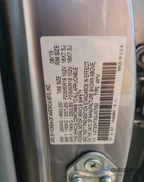 2016 Acura Rdx Advance z USA, uszkodzony, nr VIN 5J8TB3H73GL007092